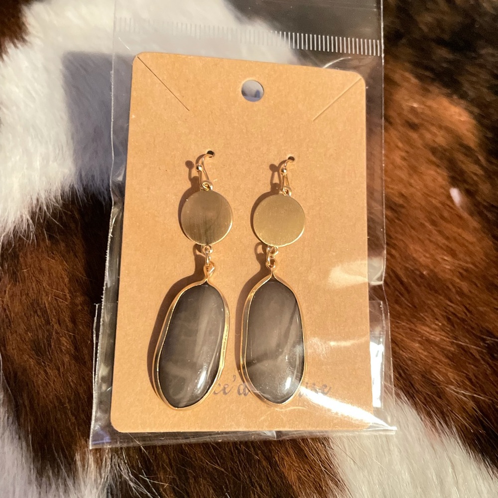 NEW gold plate gray dangle earrings sexy # PeacedbyAlise fun date night